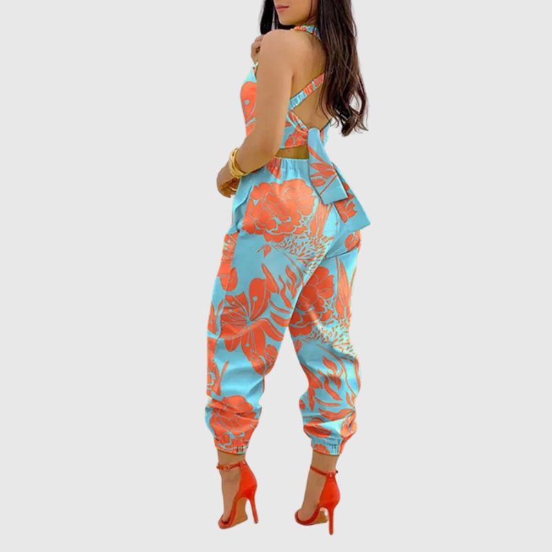 Halter Backless High Waist Jumpsuit Rose / M