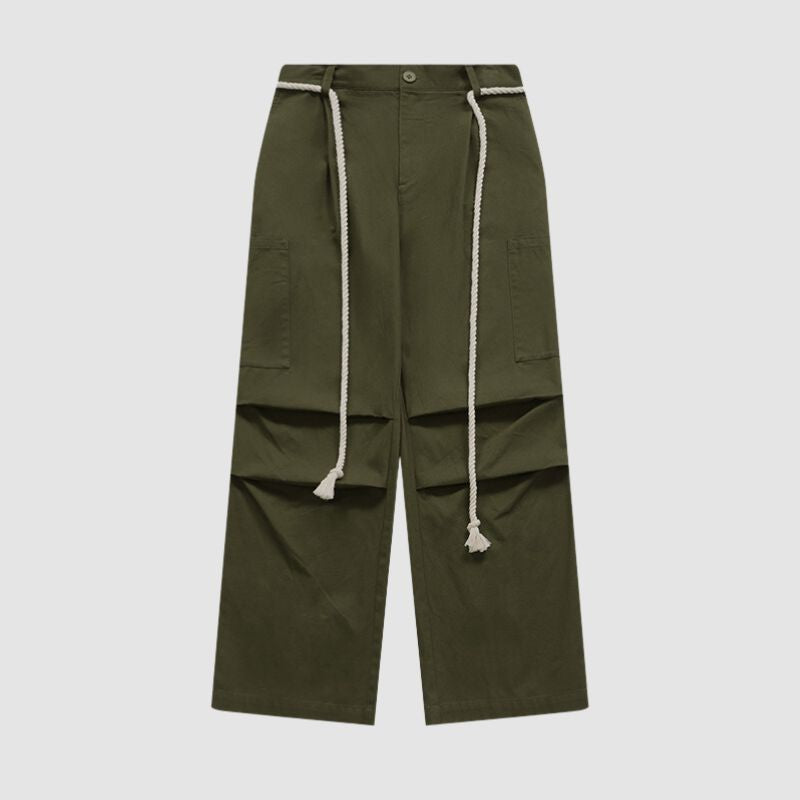 Lace-up Wide Leg Cargo Pants Red / L
