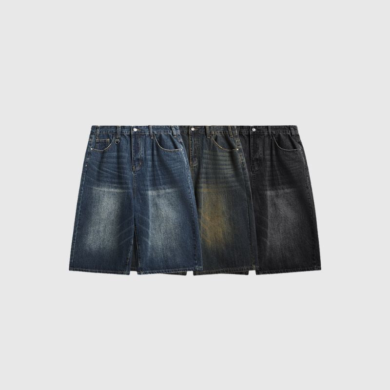 Washed Wide Leg Jorts Black / XL