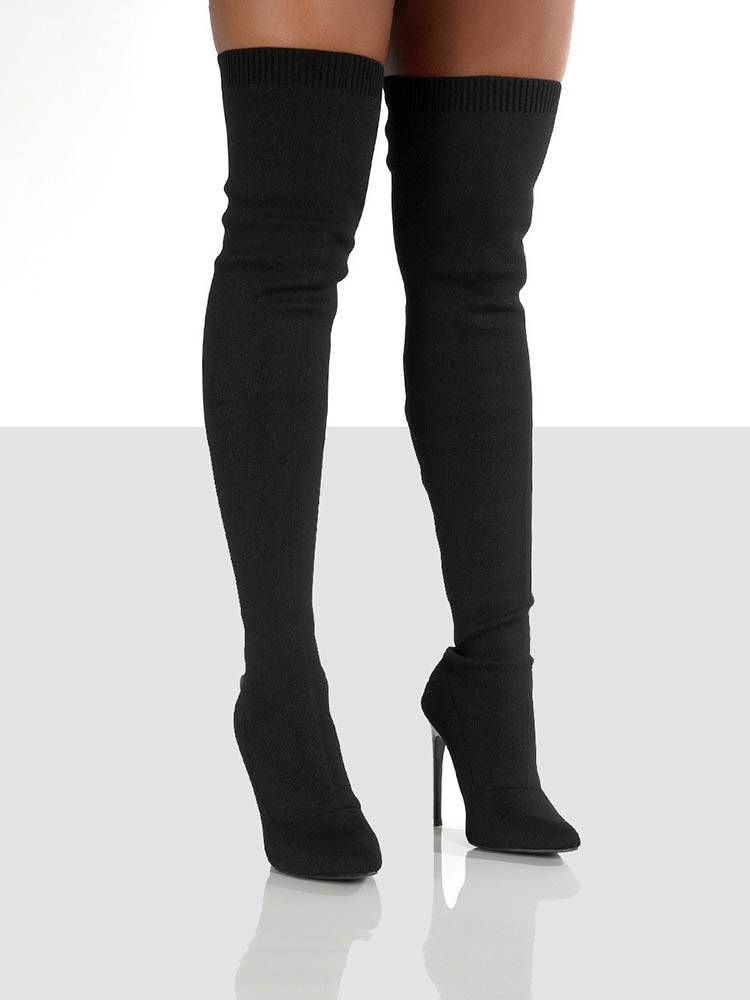 High Heels Sock Boots Khaki / 9/9.5