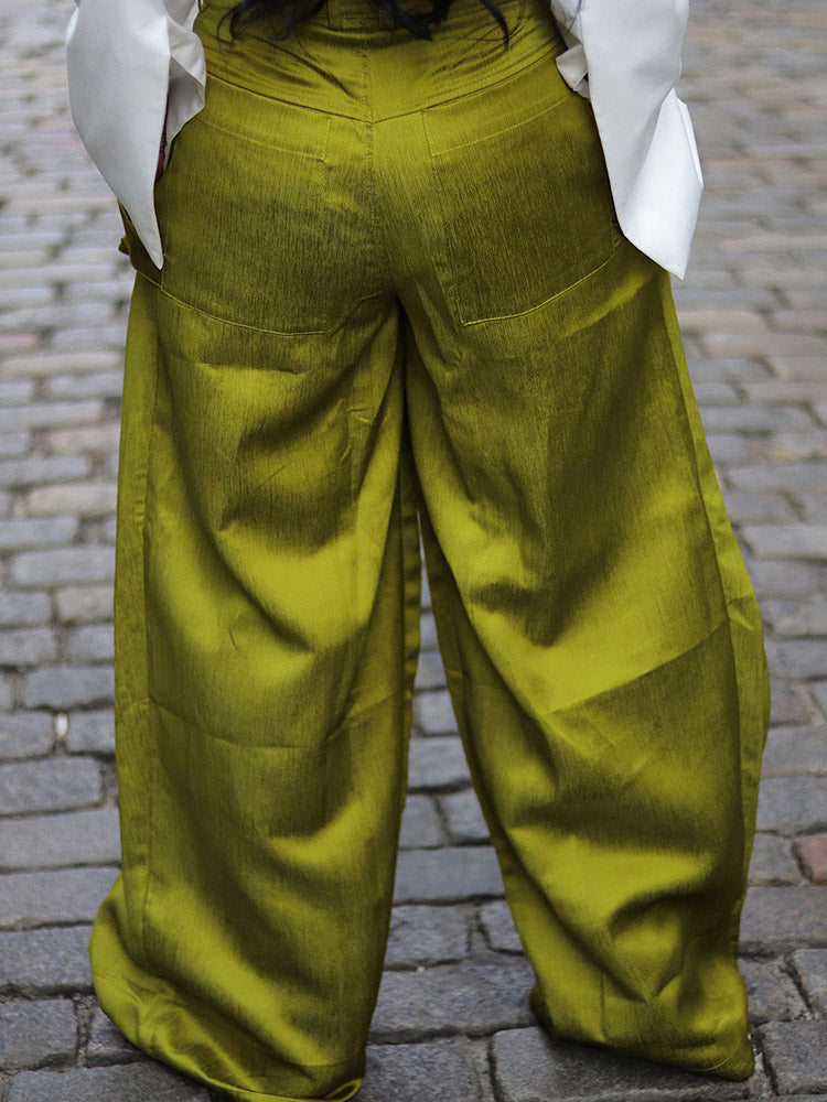 Cargo Pocket Wide Leg Pants Green / 2XL