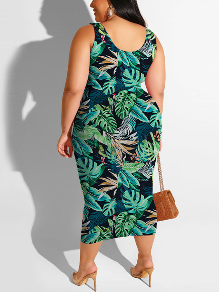 Printed Tie Up Skirt Set Green / 2XL