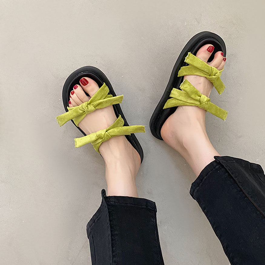 Vintage Double Bow Sandals Green / EU:36:US Women's 5-5.5