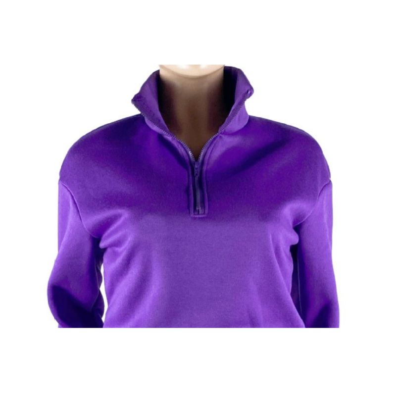 Zipper Sweatshirt & Drawstring Waist Pants Set Orange / L