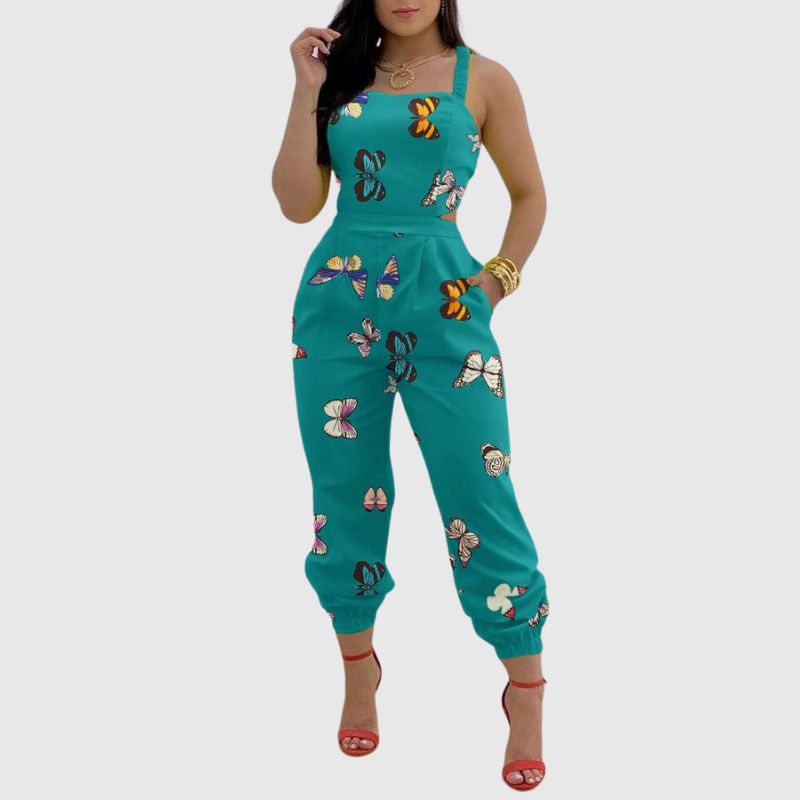 Halter Backless High Waist Jumpsuit Rose / L
