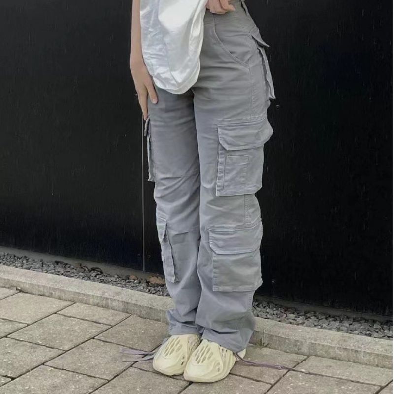 Vintage Wide Leg Cargo Pants Dark Grey / L