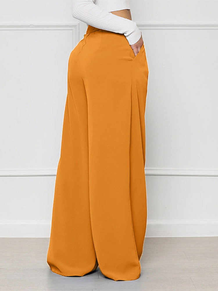 High Waist Pocket Wide Pants Black / S