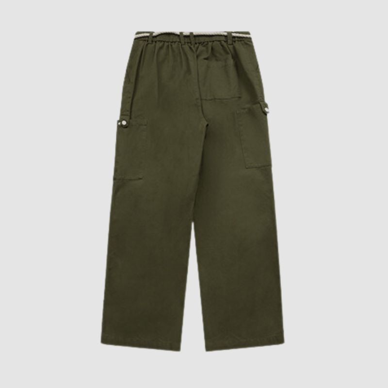 Lace-up Wide Leg Cargo Pants Red / XL