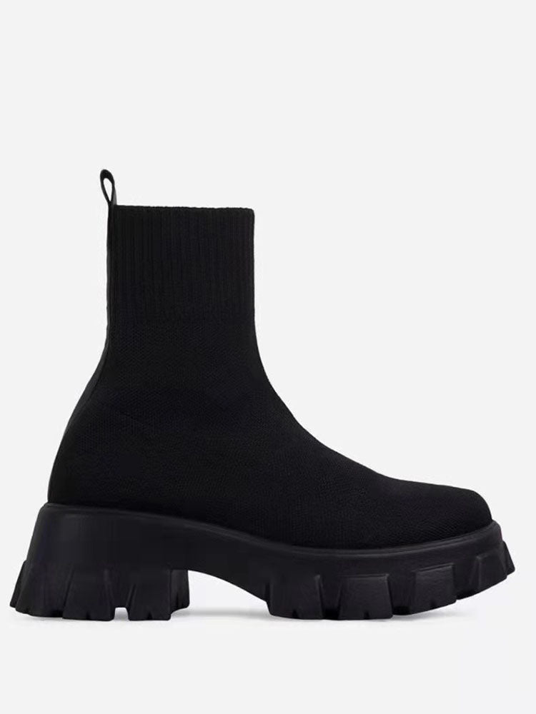 Chunky Sole Socks Boots Coffee / 6