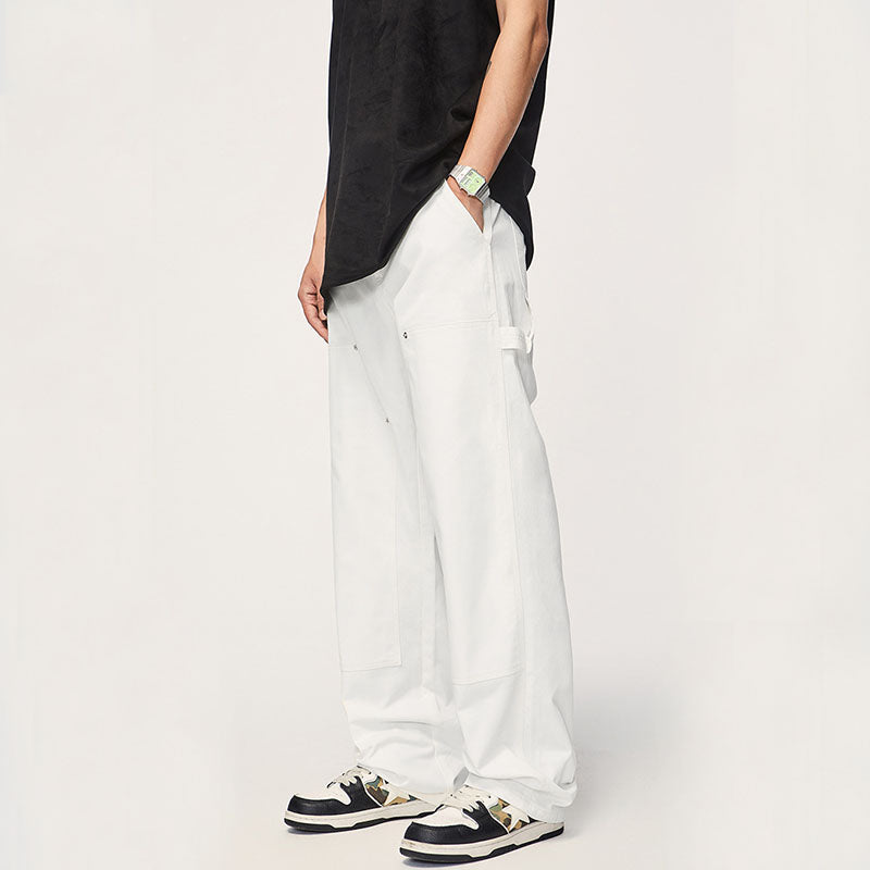 Wide Leg Solid Color Cargo Pants Balck / S
