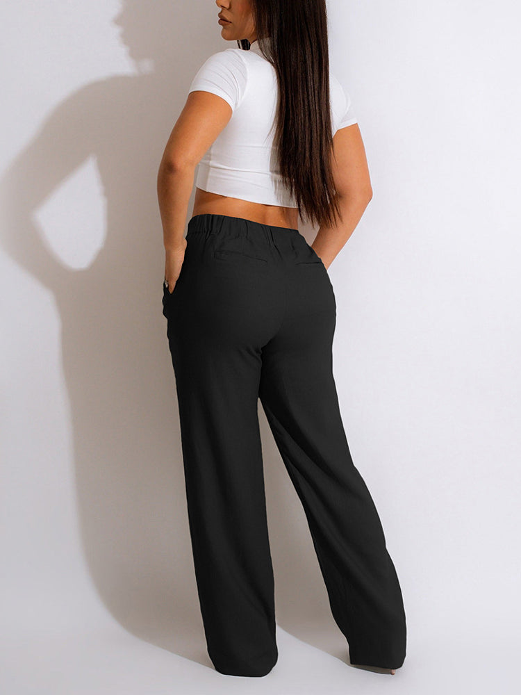 High Waist Pockets Pants Apricot / S