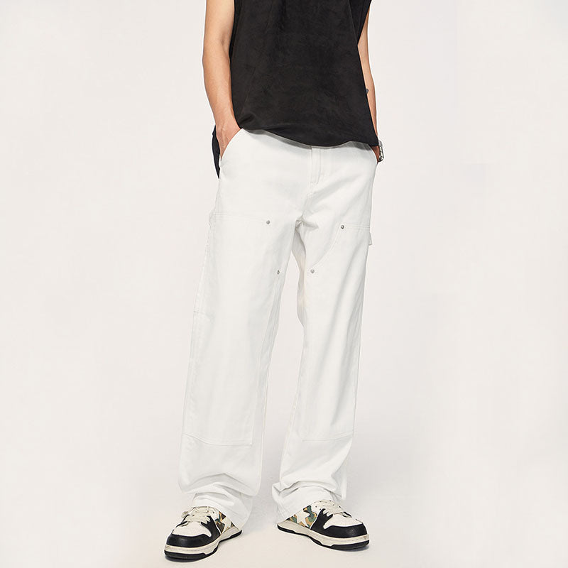 Wide Leg Solid Color Cargo Pants Balck / M