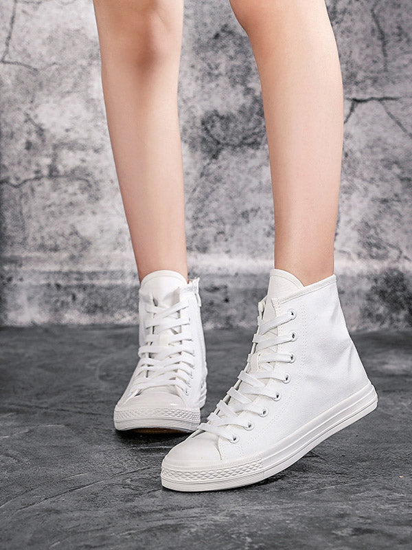 Lace-up Canvas Boots White Star / 8.5