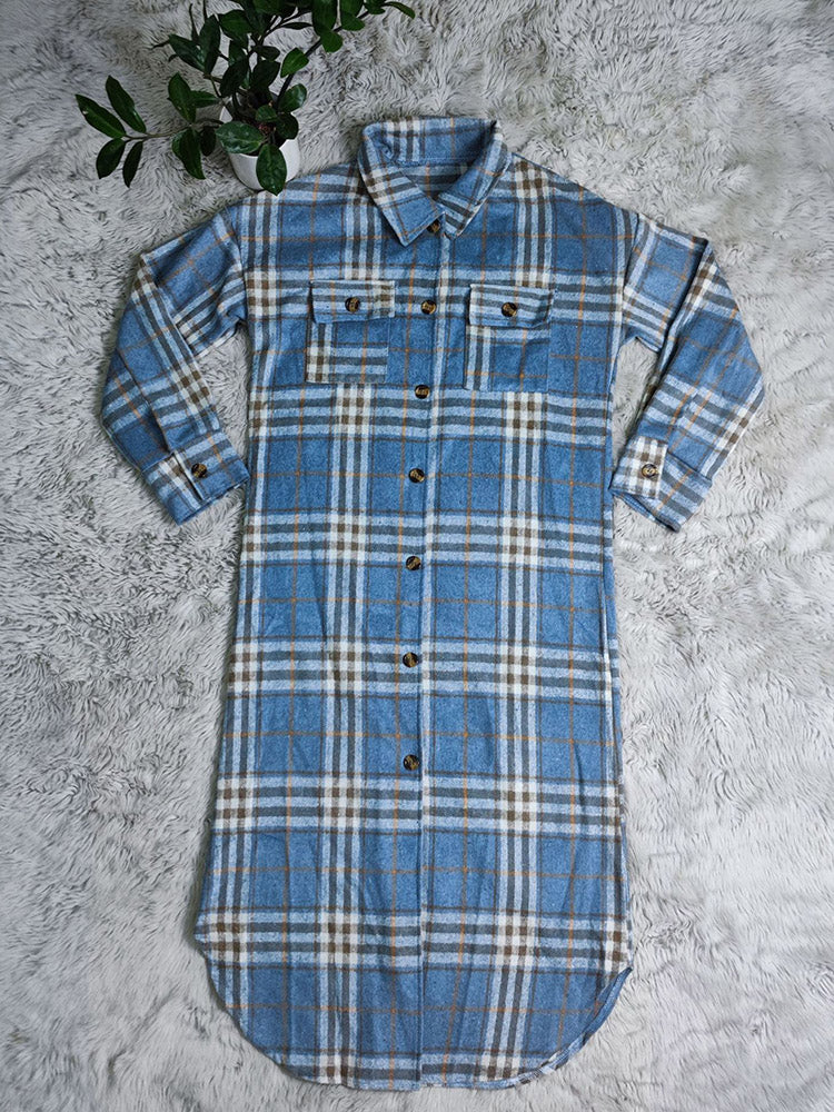 Plaid Wool Coat Blue / XL
