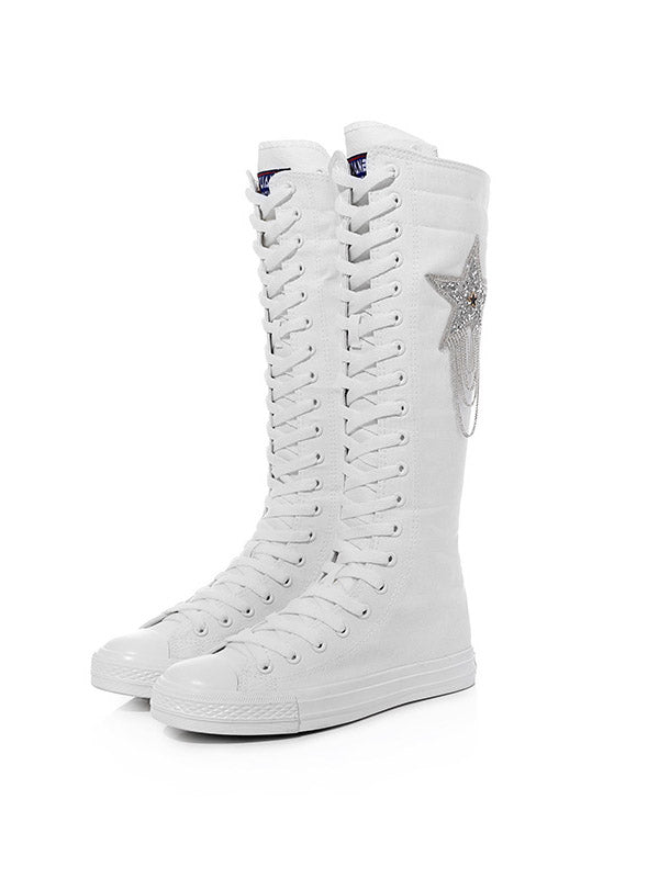 Lace-up Canvas Boots Black Star / 7.5/8