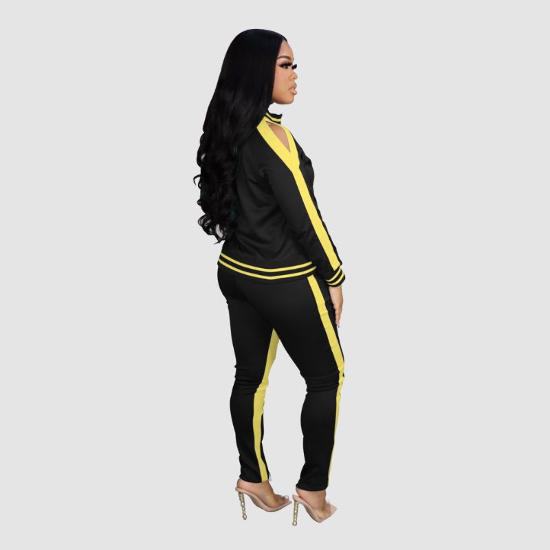 Off Shoulder Zip Top & Split Pant Set Rose / 2XL