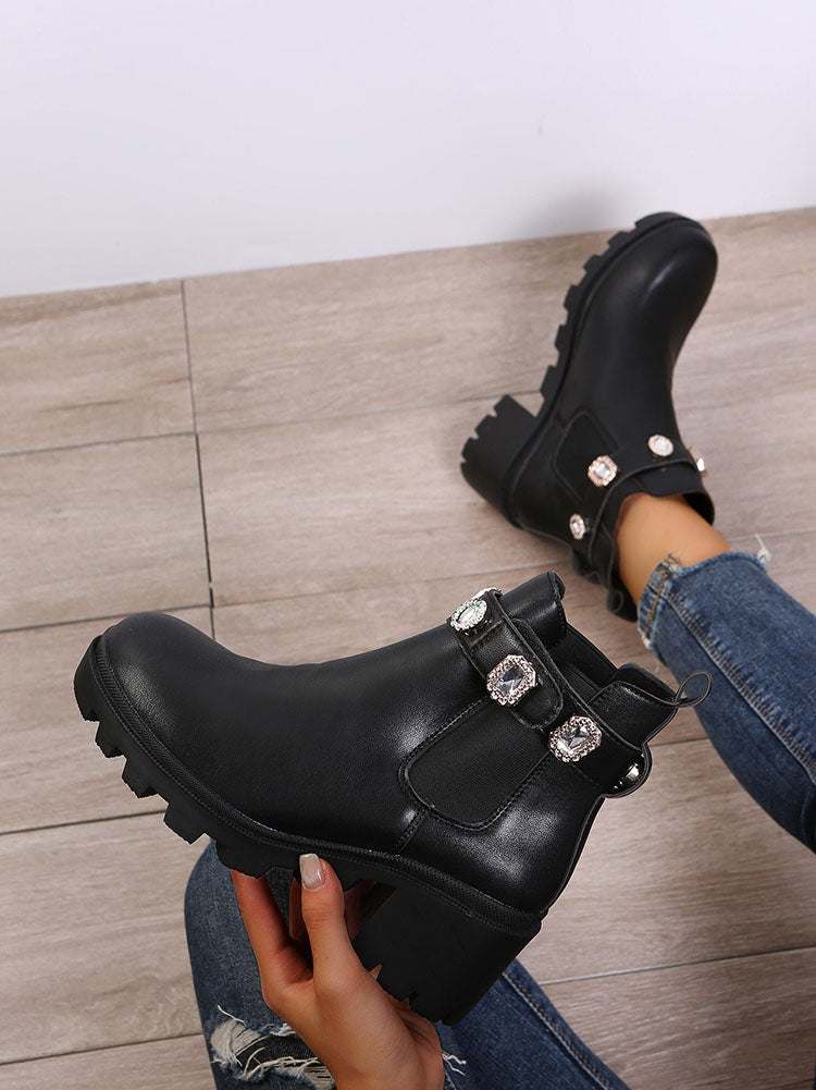 Tie Dye Rhinestone Decor Ankle Boots White / 5/5.5