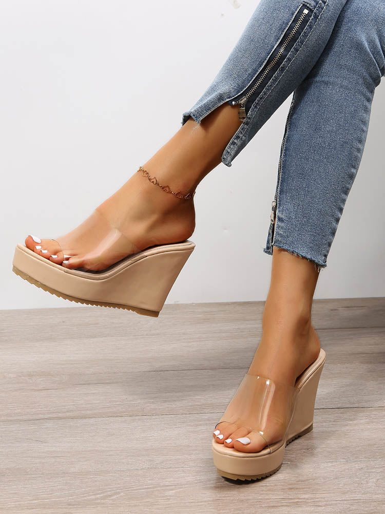 Clear Strap Platform Sandals Nude / 6.5/7