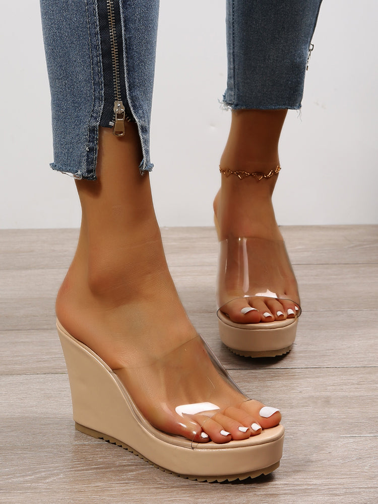 Clear Strap Platform Sandals Nude / 7.5/8