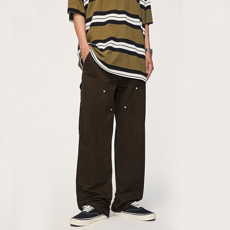Wide Leg Solid Color Cargo Pants Balck / XL