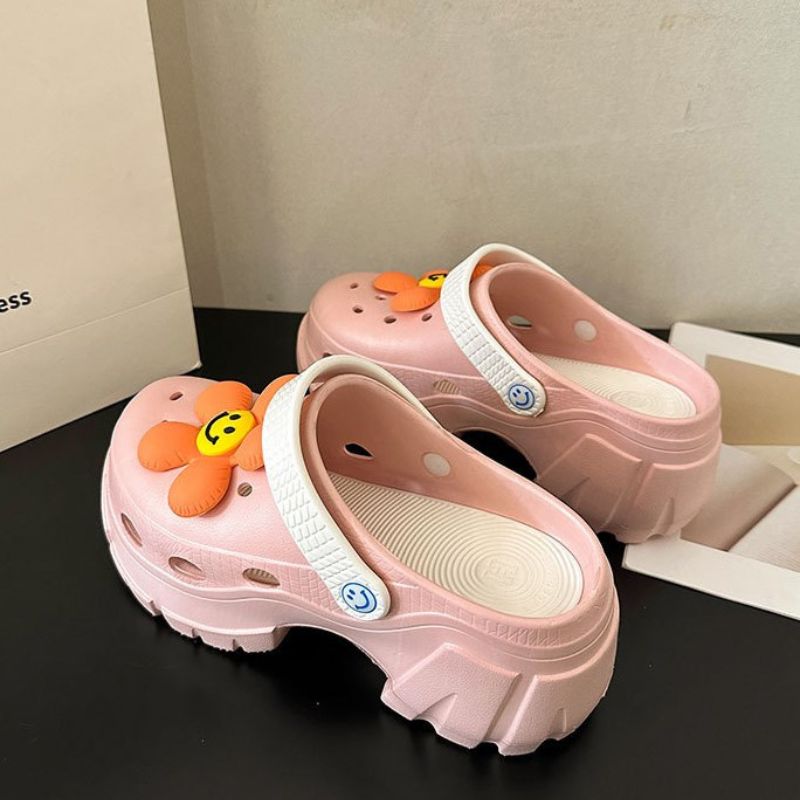 Smile flower Design Garden Clog Black / EU:35-36:US Women's 4-5.5