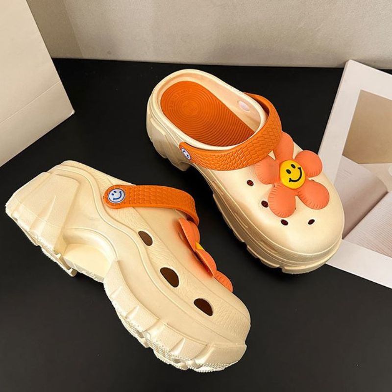 Smile flower Design Garden Clog Black / EU:37-38:US Women's 6-7.5