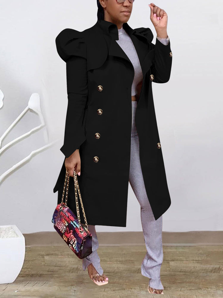 Lapel Collar Belted Trench Coat Coffee / M