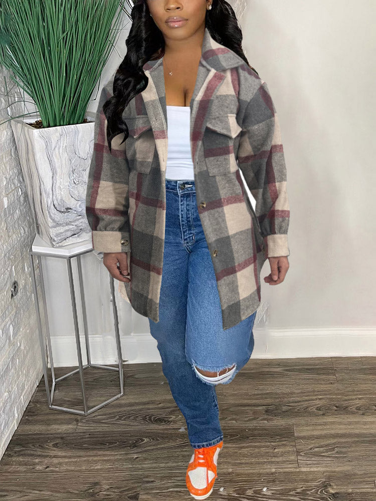 Plaid Loose-Fit Jacket Green / XL