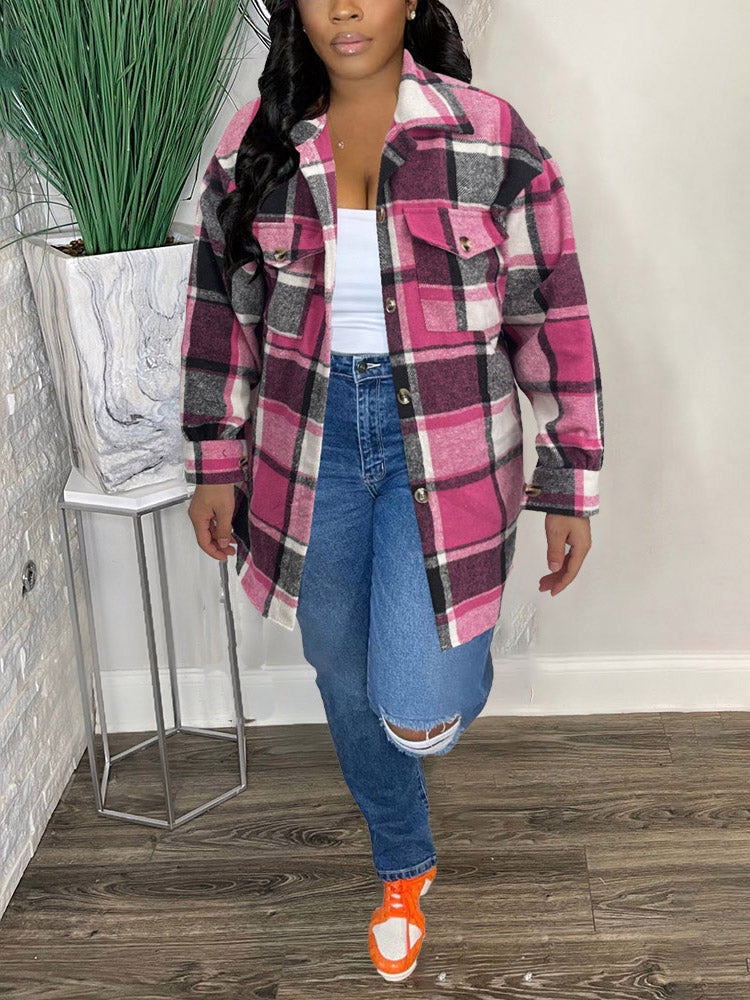 Plaid Loose-Fit Jacket Green / 2XL