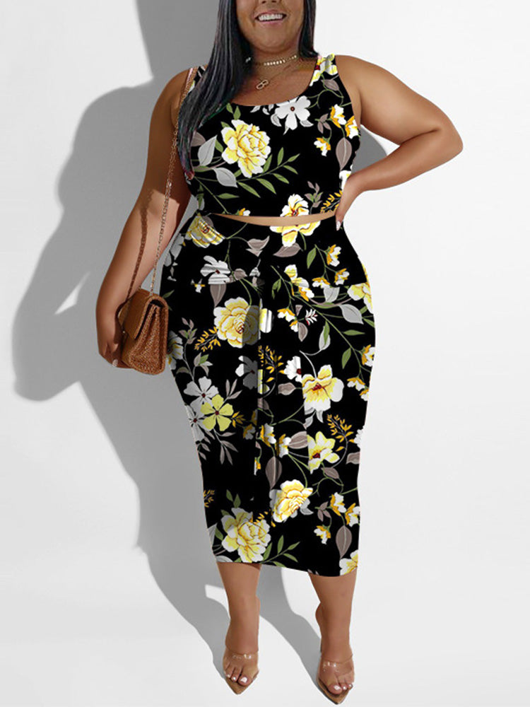Printed Tie Up Skirt Set Leopard / XL