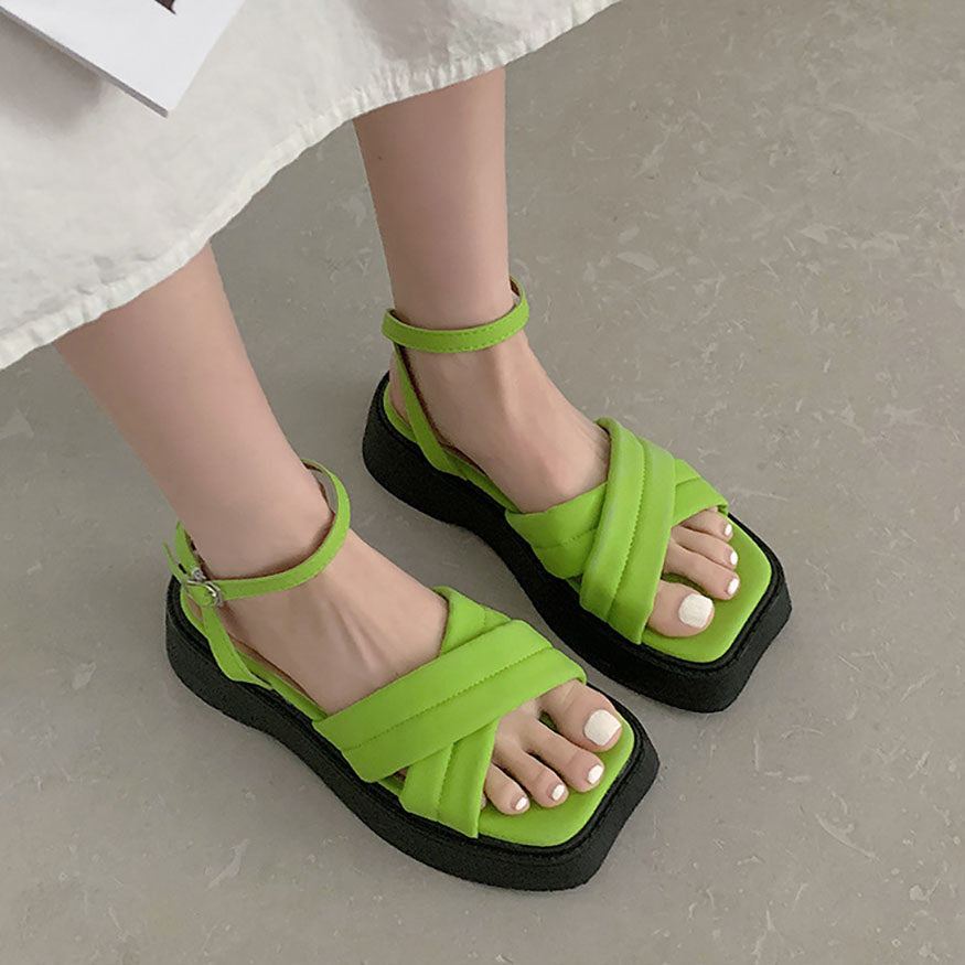 Vintage Cross Sandals Green / EU:39:US Women's 8-8.5 Men's 5.5-6