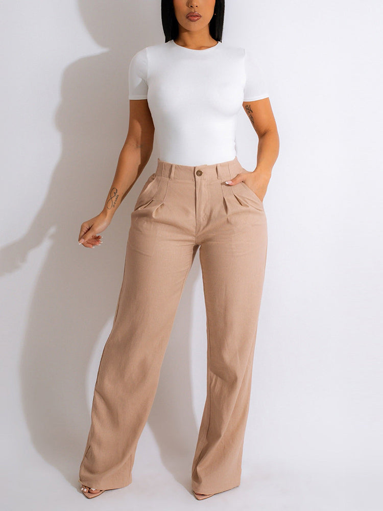 High Waist Pockets Pants Black / M