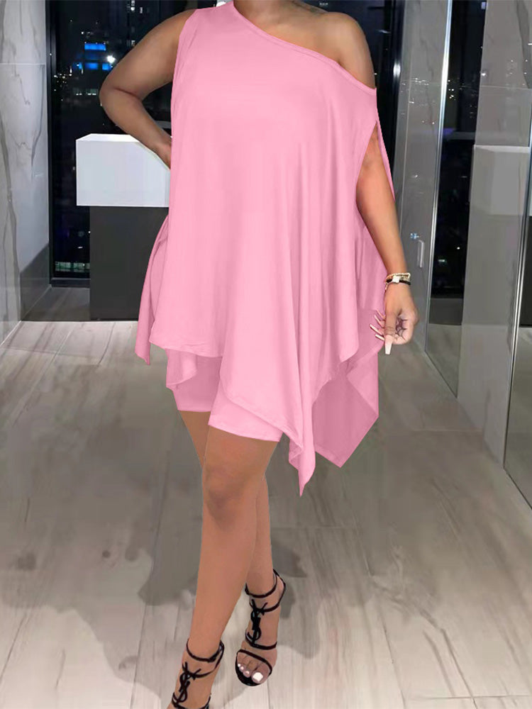 Solid Sleeveless Casual Set Pink / M