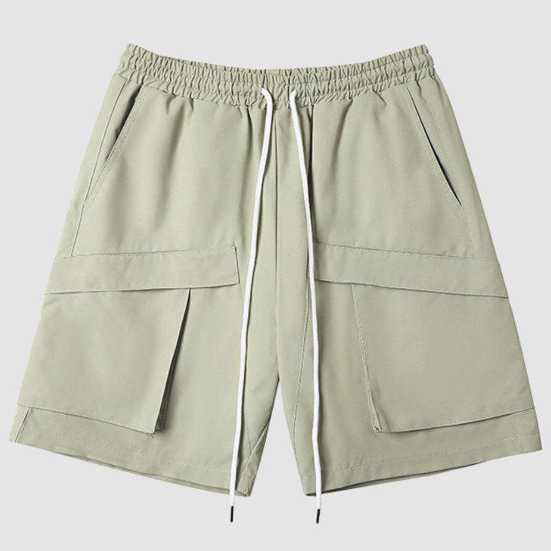 Pocket Patch Drawstring Cargo Shorts Light Green / M