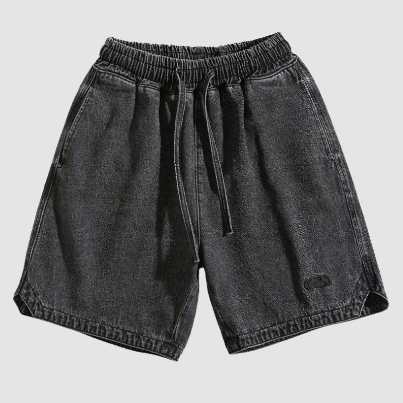 Slit Design Washed Jorts Black / M