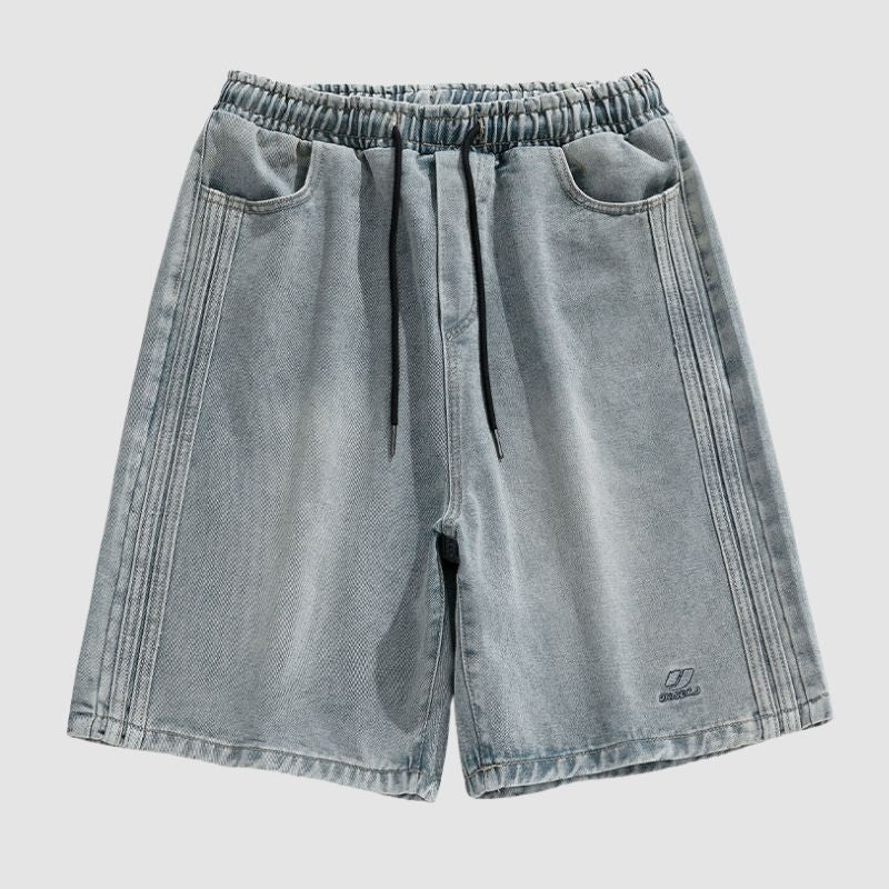 Side Embroidered Washed Jorts Blue / M