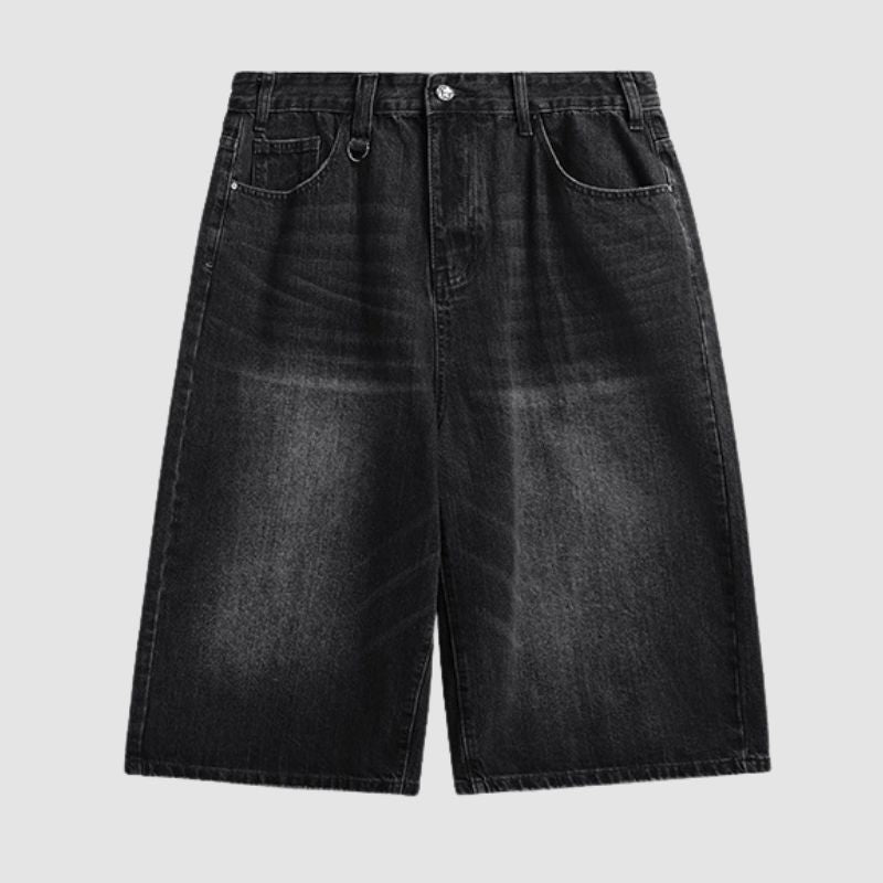 Washed Wide Leg Jorts Black / S