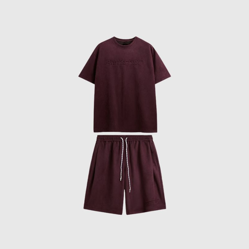 Solid Suede Tee Set Wine / L