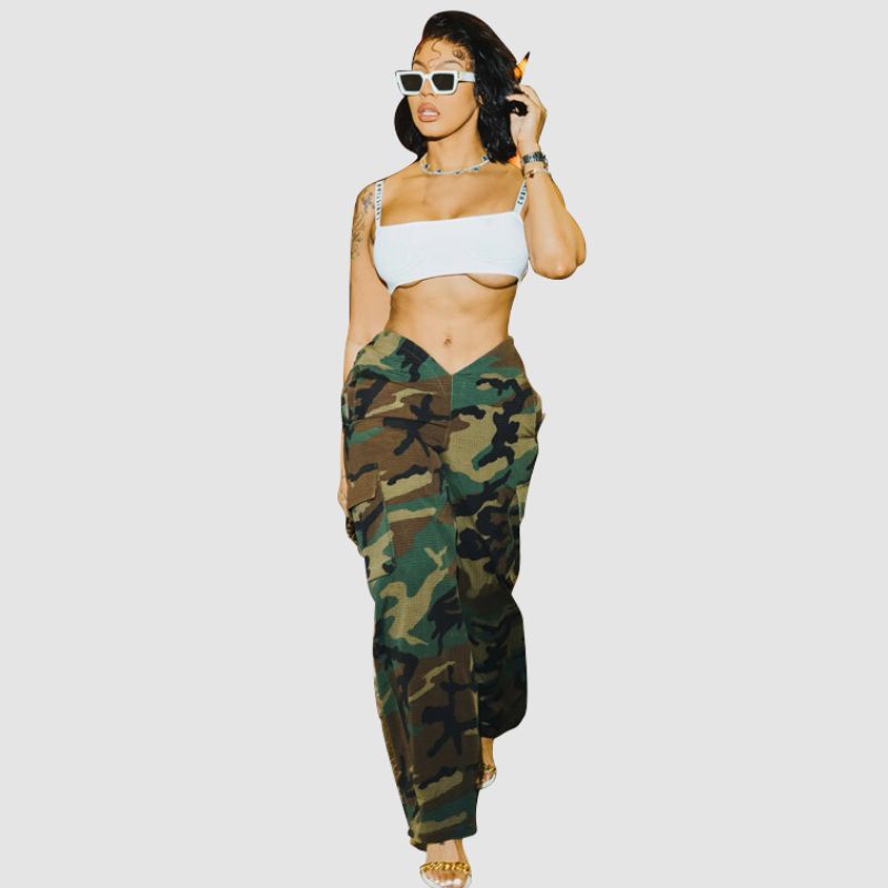 Low-Waist Camouflage Cargo Pants Camouflage / S