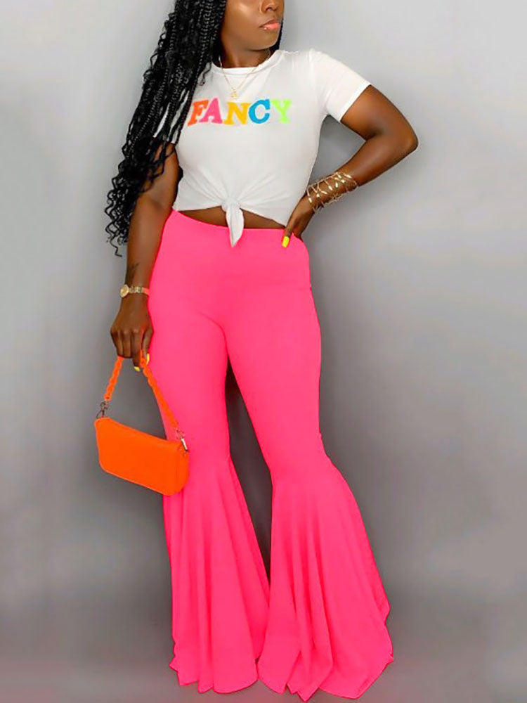 Ruffle Flare Bottom Pants Yellow / XL