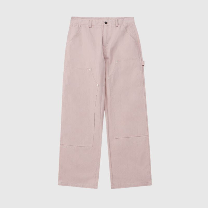 Wide Leg Solid Color Cargo Pants Pink / S