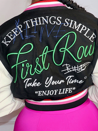 Letter Color Block Baseball Jacket Black / L