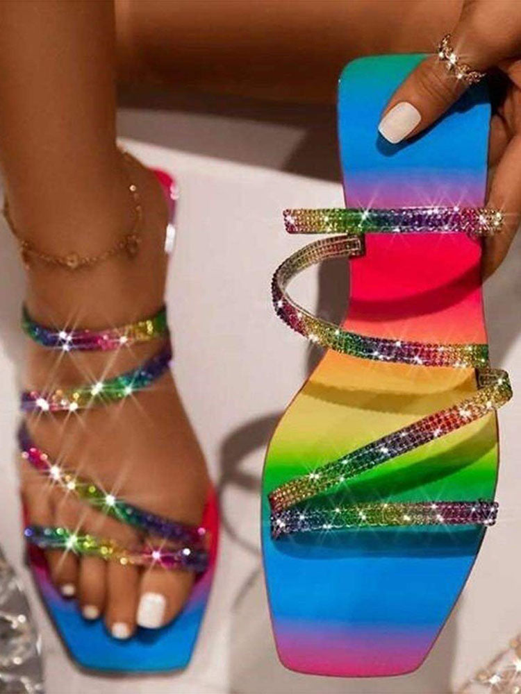 Rhinestone Flat Sandal Multicolor / 10