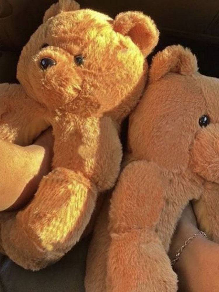 Fluffy Teddy Bear Slippers Red