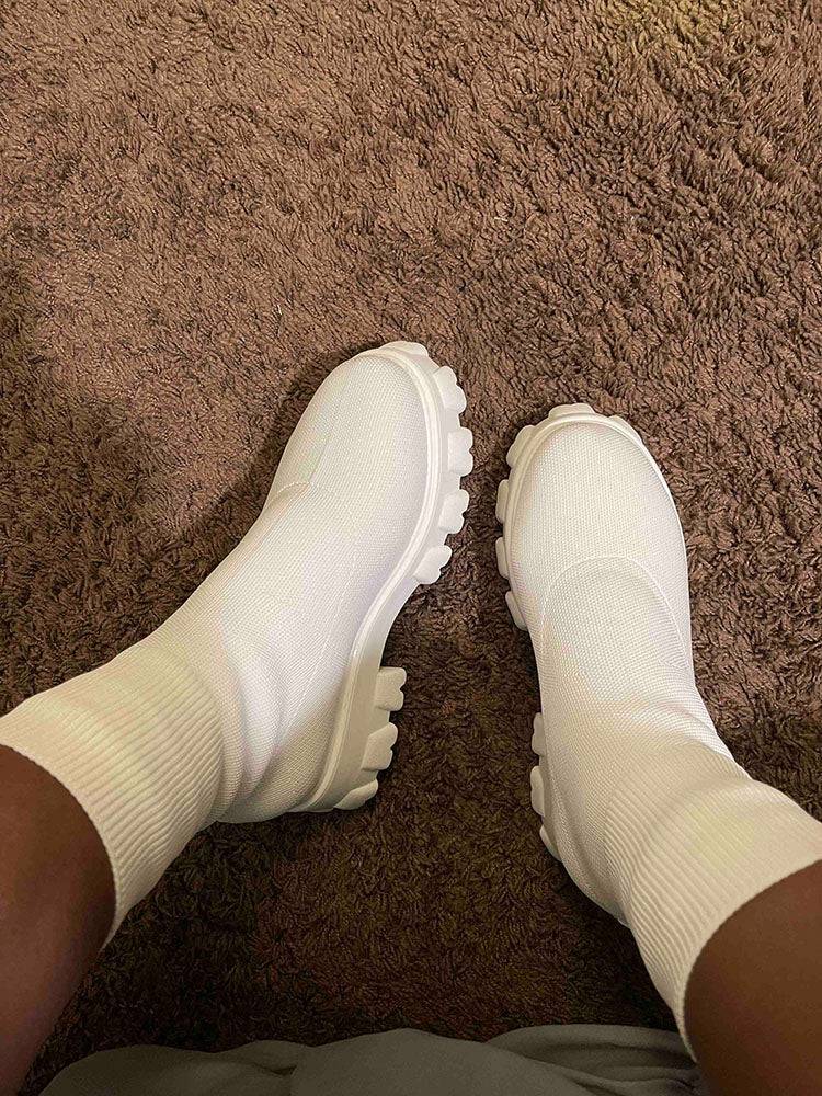 Chunky Sole Socks Boots Beige / 4/4.5