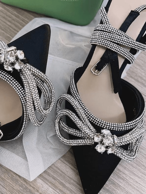 Rhinestone Bowknot Heel Pumps Pink / 5/5.5