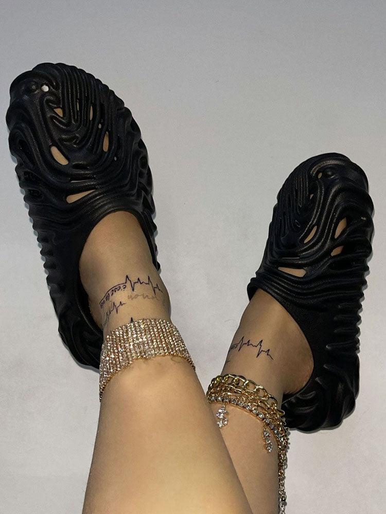Hollow-Out EVA Sandals Black / S