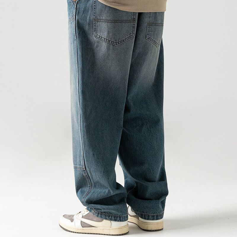 Vintage Washed Casual Denim Jeans Blue / M