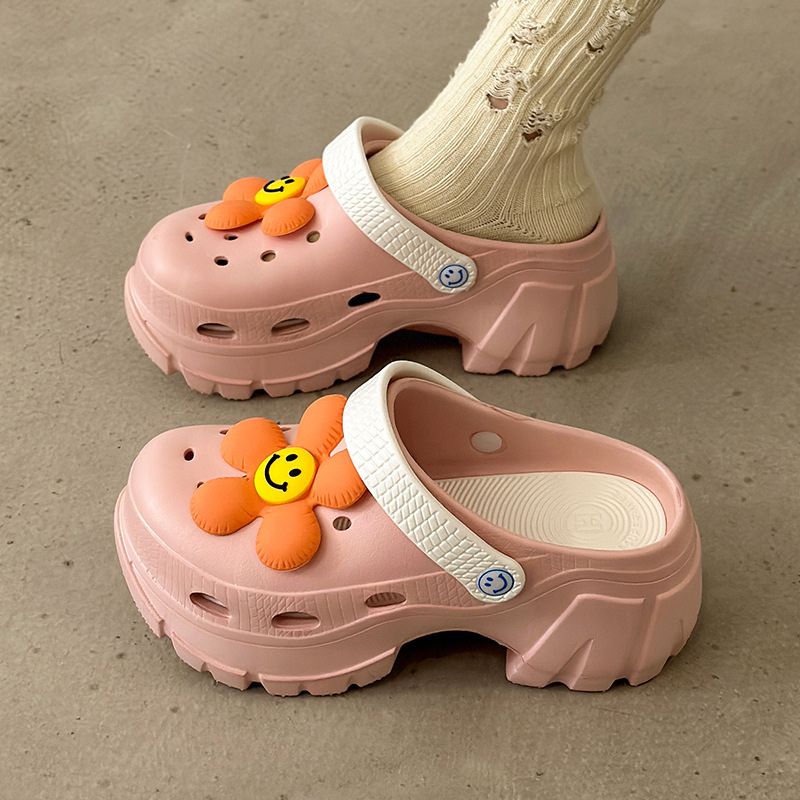 Smile flower Design Garden Clog Beige / EU:37-38:US Women's 6-7.5