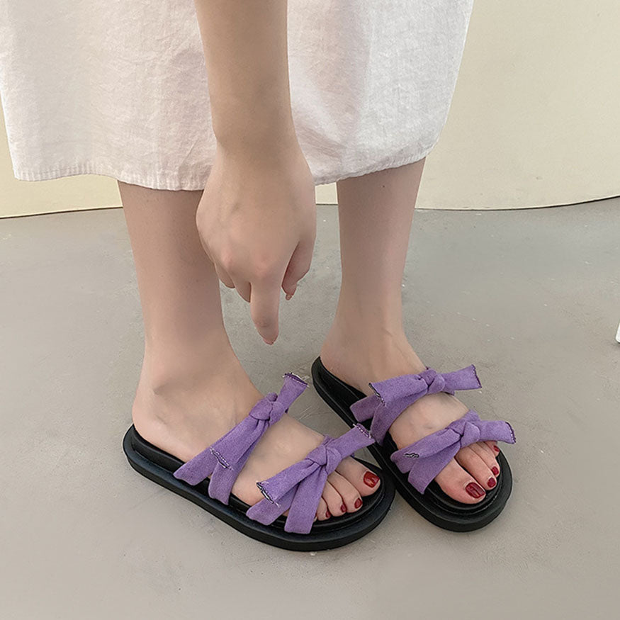 Vintage Double Bow Sandals Purple / EU:38:US Women's 7-7.5 Men's 4.5-5